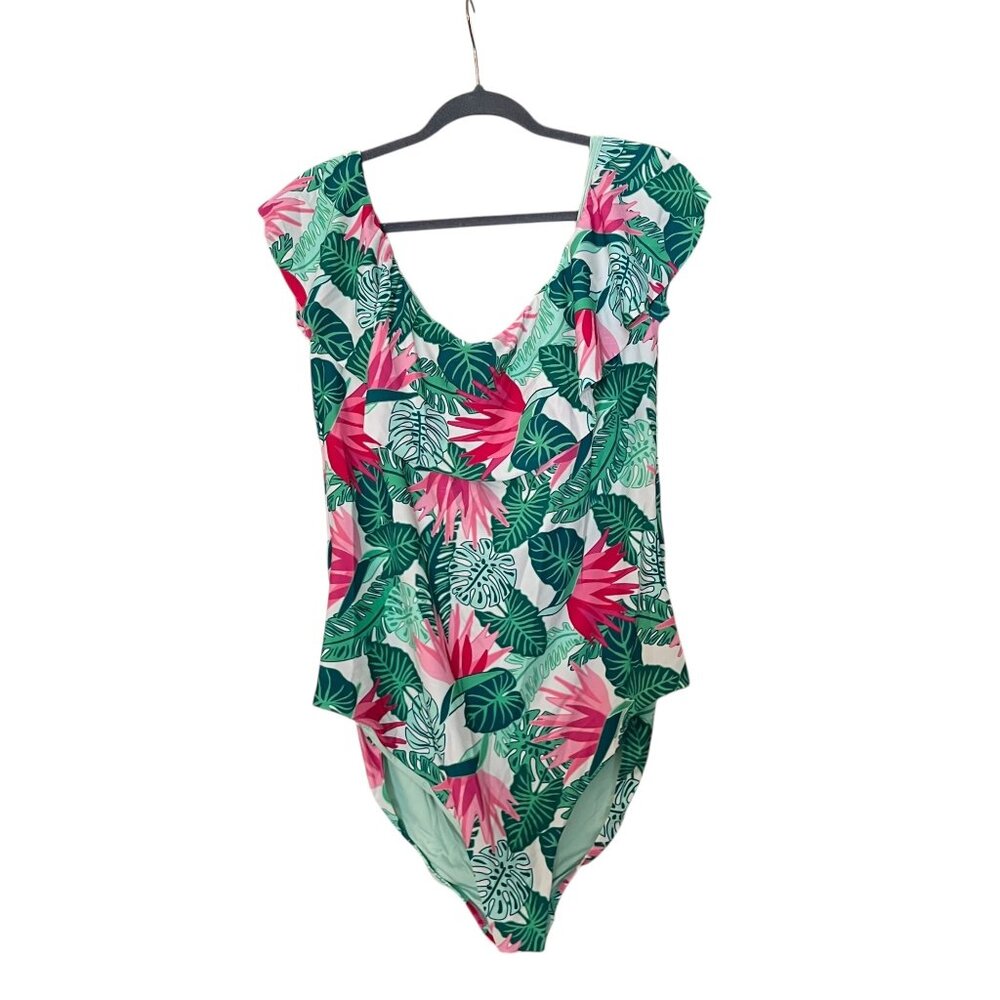 Matilda Jane NWT Palm Tree Paradise One Piece Ruffle Swimsuit Size XXL